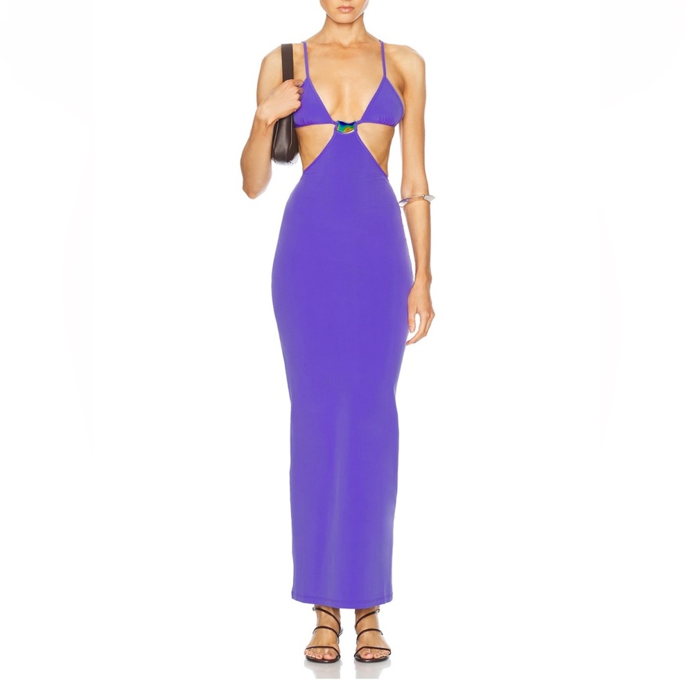 Christopher Esber Moodstone Cutaway Lycra Dress Grape AUS 8/US 4